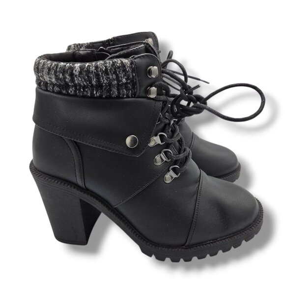 Torrid Sweater Hiker Boot Womens 10WW Black Faux Leather - Picture 1 of 9